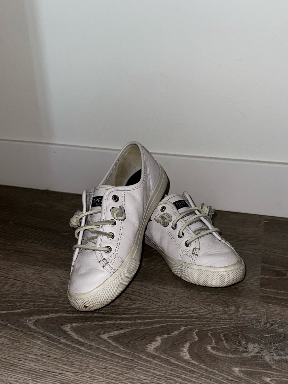 White Leather Sperry Low-Top Sneakers